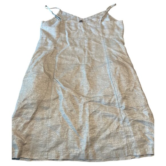 EILEEN FISHER Silver Twinkle Heavy Linen Shimmer Cami Dress M - Picture 11 of 11